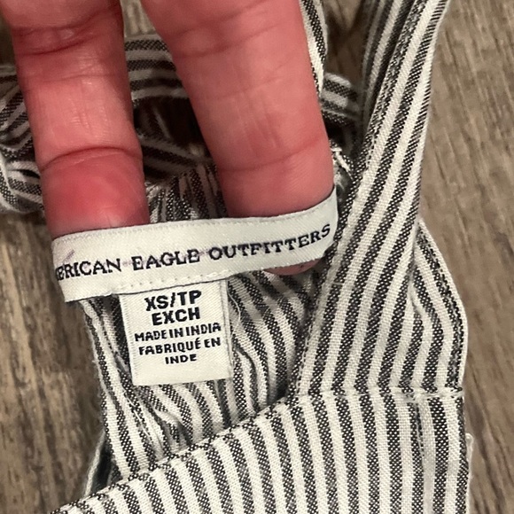 American Eagle Striped Tie-Shoulder Overalls/Romper – Size XS - Picture 2 of 7